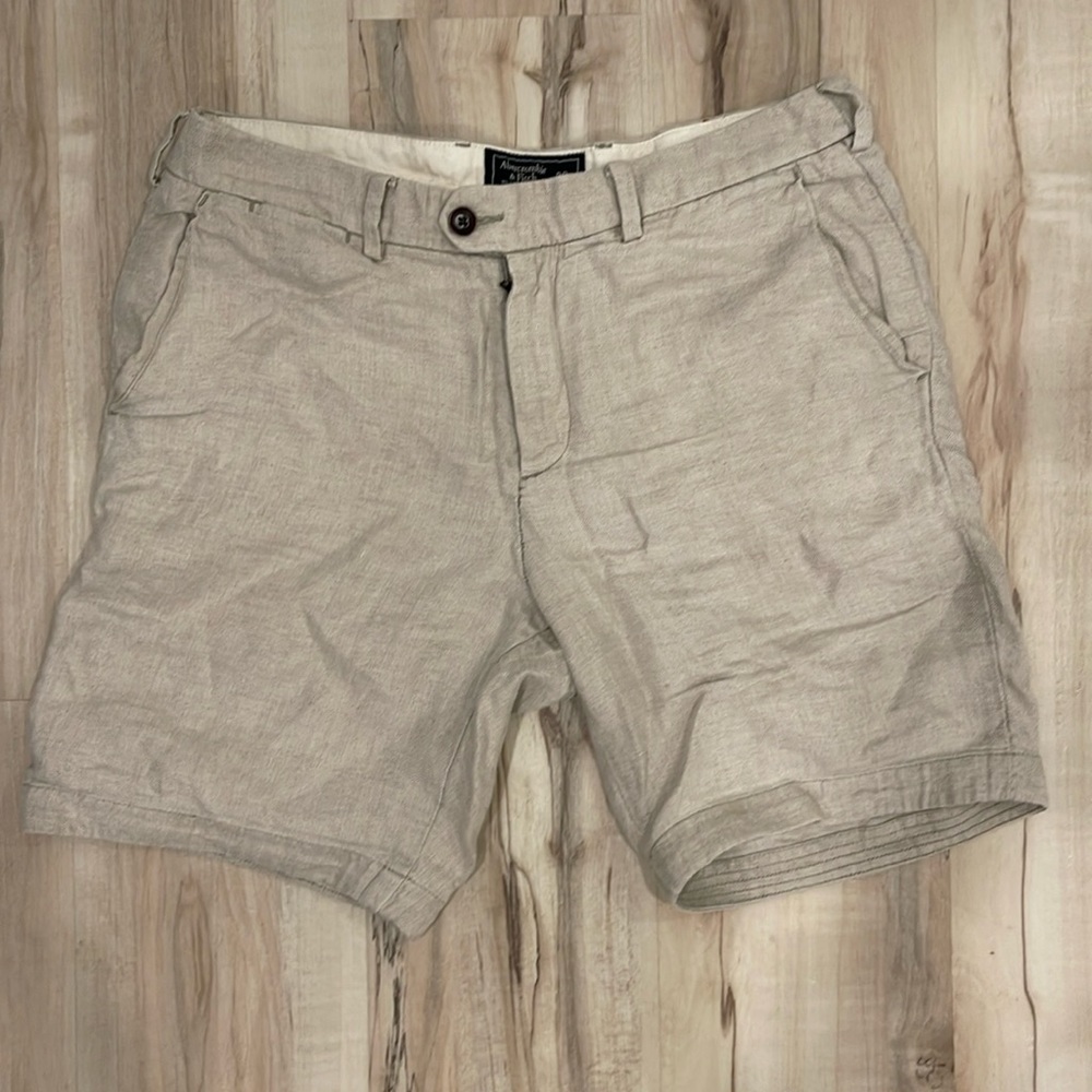 Abercrombie & Fitch tan linen shorts size men’s 32 8inch inseam